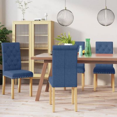 vidaXL Scaune de bucătărie, 4 buc., albastru, material textil