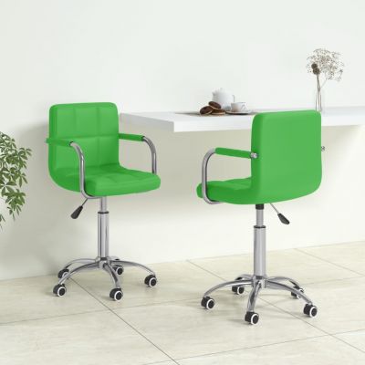 vidaXL Scaune de bucătărie pivotante, 2 buc., verde, piele artificială