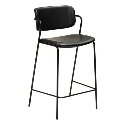 Scaun de bar din piele artificială DAN-FORM Denmark Zed, înălțime 95,5 cm, negru