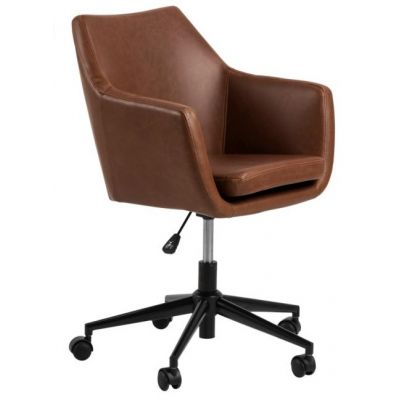 Scaun de birou ergonomic tapitat cu piele ecologica, Nora Maro / Negru, l58xA58xH91 cm