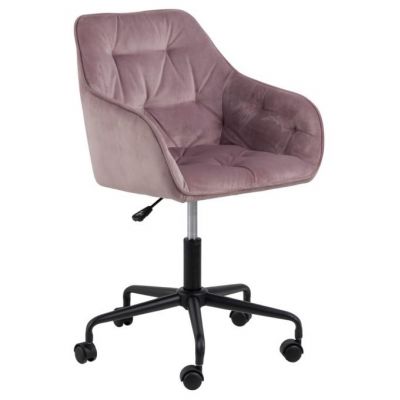 Scaun de birou ergonomic tapitat cu stofa, Brooke Velvet Roz / Negru, l59xA58,5xH88,5 cm