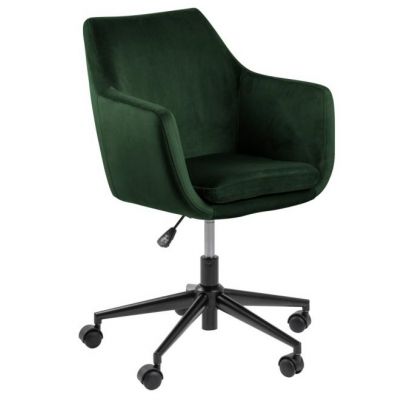 Scaun de birou ergonomic tapitat cu stofa, Nora Velvet Verde / Negru, l58xA58xH91 cm