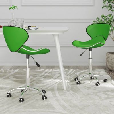 vidaXL Scaune de bucătărie pivotante, 2 buc., verde, piele ecologică