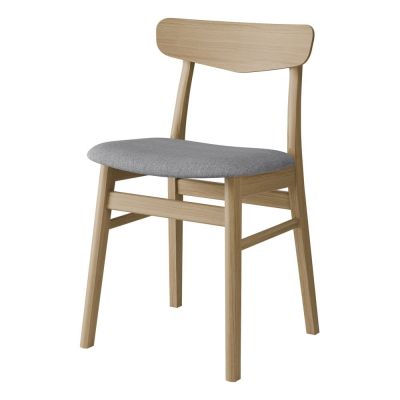 Scaun tapițat din lemn de stejar Findahl by Hammel Mosbol, natural-gri