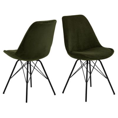Set 2 scaune tapitate cu stofa si picioare metalice Eris Verde / Negru, l48,5xA54xH85,5 cm