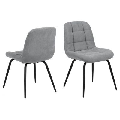 Set 2 scaune tapitate cu stofa si picioare metalice, Katja Gri deschis / Negru, l49xA54,5xH84 cm