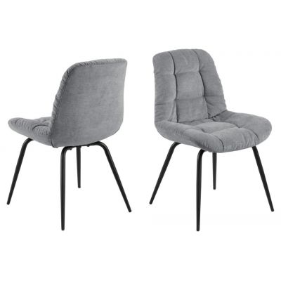 Set 2 scaune tapitate cu stofa si picioare metalice, Katja Gri / Negru, l49xA54,5xH84 cm