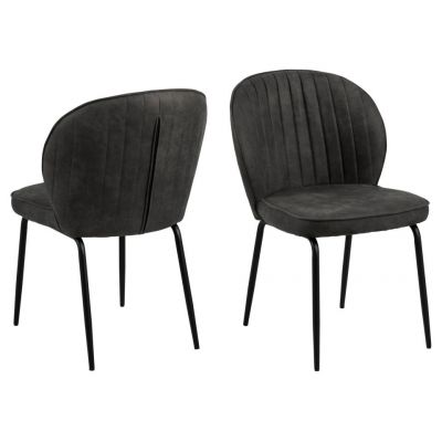 Set 2 scaune tapitate cu stofa si picioare metalice, Patricia Antracit / Negru, l47xA44xH82 cm