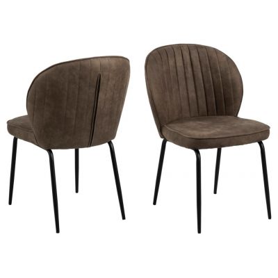 Set 2 scaune tapitate cu stofa si picioare metalice, Patricia Maro / Negru, l47xA44xH82 cm