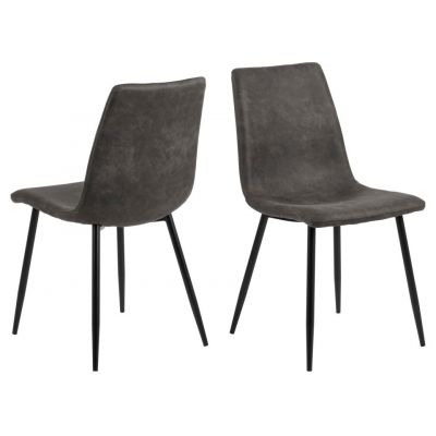 Set 2 scaune tapitate cu stofa si picioare metalice, Winnie Antracit / Negru, l45xA56,5xH85 cm