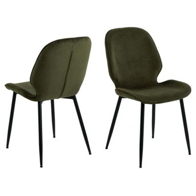 Set 4 scaune tapitate cu stofa si picioare metalice Femke Verde / Negru, l47,5xA57,5xH85 cm