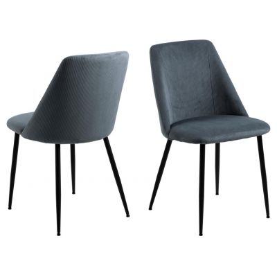 Set 4 scaune tapitate cu stofa si picioare metalice, Ines Gri / Negru, l49,2xA57,5xH84 cm
