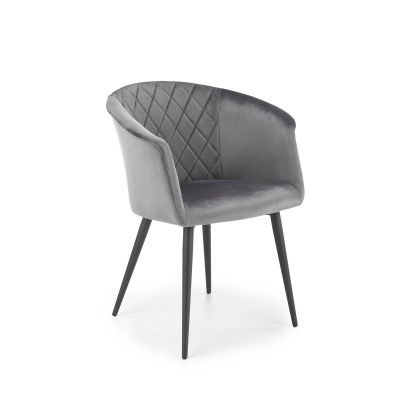 Scaun tapitat cu stofa si picioare metalice, Kai-421 Velvet Gri / Negru, l62xA53xH78 cm