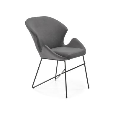 Scaun tapitat cu stofa si picioare metalice, Kai-458 Velvet Gri / Negru, l57xA62xH82 cm