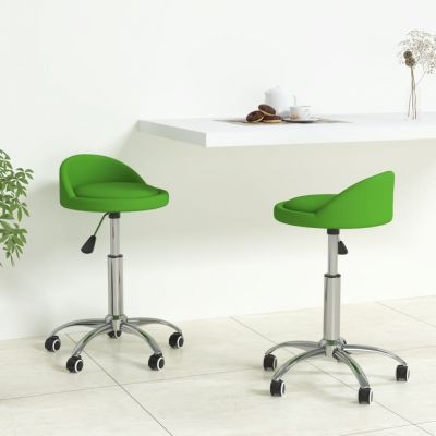 vidaXL Scaune de bucătărie pivotante, 2 buc., verde, piele ecologică