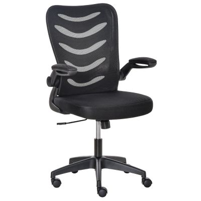 Scaun Ergonomic, Pivotant, Inaltime Reglabila Pneumatica, Brate care se ridica, Spuma, ABS, poliester, Negru 58.5x58x94.5-103.5cm Vinsetto | Aosom RO