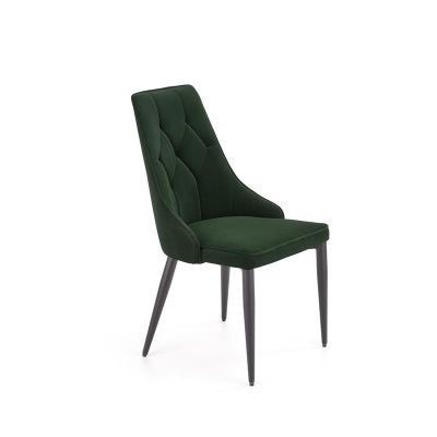 Scaun tapitat cu stofa si picioare metalice, Kai-365 Velvet Verde Inchis / Negru, l52xA57xH90 cm