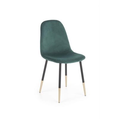 Scaun tapitat cu stofa si picioare metalice, Kai-379 Velvet Verde Inchis / Negru / Auriu, l45xA48xH88 cm