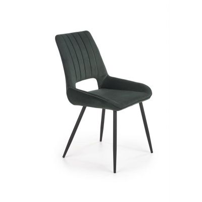 Scaun tapitat cu stofa si picioare metalice, Kai-404 Velvet Verde Inchis / Negru, l52xA58xH88 cm