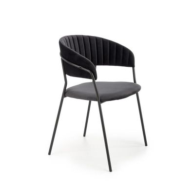Scaun tapitat cu stofa si picioare metalice, Kai-426 Velvet Negru, l57xA54xH79 cm