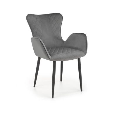 Scaun tapitat cu stofa si picioare metalice, Kai-427 Velvet Gri / Negru, l56xA56xH80 cm