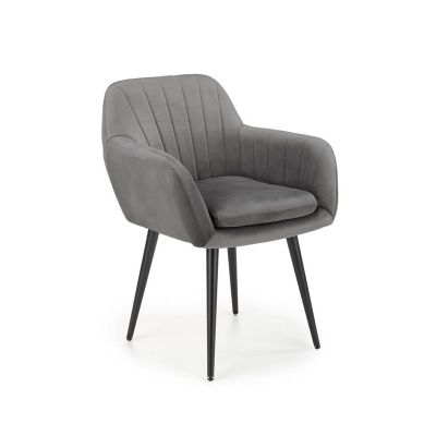 Scaun tapitat cu stofa si picioare metalice, Kai-429 Velvet Gri / Negru, l58xA53xH80 cm