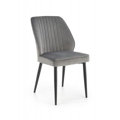 Scaun tapitat cu stofa si picioare metalice, Kai-432 Velvet Gri / Negru, l48xA57xH85 cm