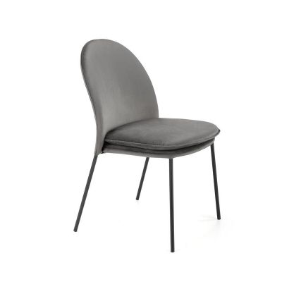 Scaun tapitat cu stofa si picioare metalice, Kai-443 Velvet Gri / Negru, l50xA58xH84 cm