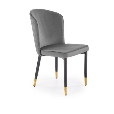 Scaun tapitat cu stofa si picioare metalice, Kai-446 Velvet Gri / Negru / Auriu, l51xA55xH86 cm