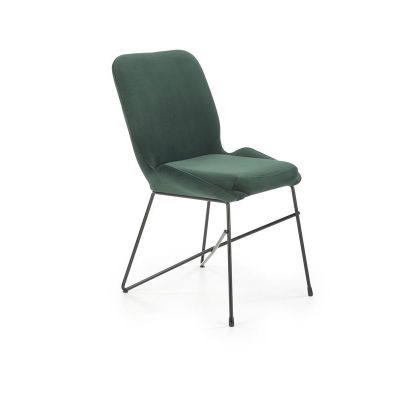Scaun tapitat cu stofa si picioare metalice, Kai-454 Velvet Verde inchis / Negru, l46xA55xH83 cm