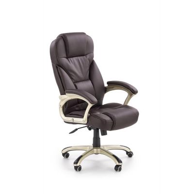 Scaun de birou directorial tapitat cu piele ecologica Derron Maro Inchis, l67xA70xH112-119 cm