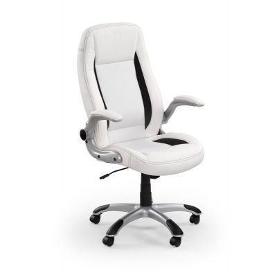Scaun de birou directorial tapitat cu piele ecologica, Saverio Alb, l67xA65xH112-120 cm