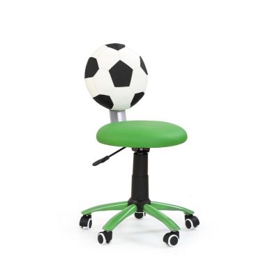 Scaun de birou pentru copii tapitat cu piele ecologica, Soccer Verde, l39xA52xH75-85 cm