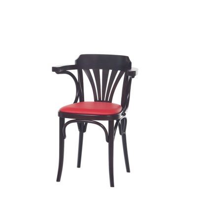 Scaun din lemn de fag, tapitat cu piele ecologica 24 Wenge / Red, l54xA48xH75 cm