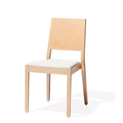 Scaun din lemn de fag, tapitat cu piele ecologica Lyon 516 Natural / White, l46xA62xH86 cm
