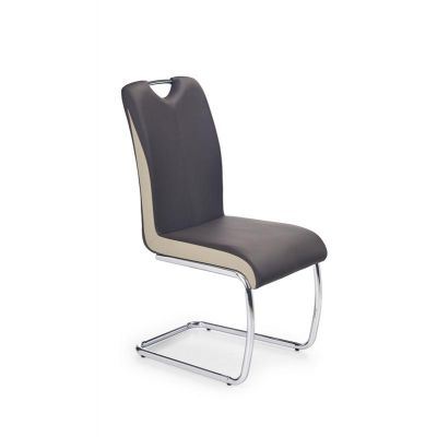 Scaun tapitat cu piele ecologica, cu picioare metalice K184 Maro inchis, l43xA55xH94 cm