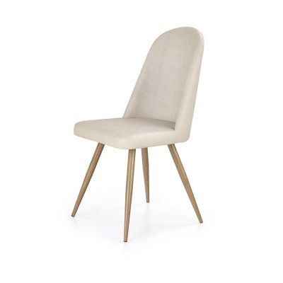 Scaun tapitat cu piele ecologica, cu picioare metalice Kai-214 Dark Cream / Honey Oak, l49xA59xH90 cm