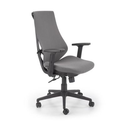 Scaun de birou directorial tapitat cu stofa, Ryoto Gri / Negru, l66xA60xH101-109 cm