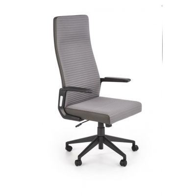 Scaun de birou ergonomic tapitat cu stofa si piele ecologica, Arethusa Gri / Gri Inchis, l65xA65xH119-129 cm