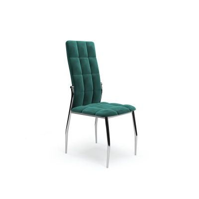 Scaun tapitat cu stofa si picioare metalice, Kai-416 Velvet Verde Inchis / Crom, l43xA54xH101 cm