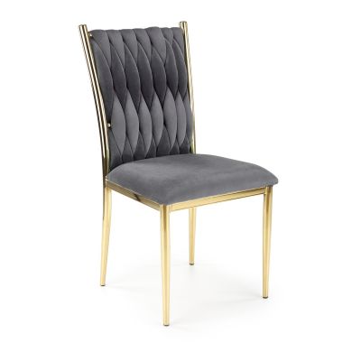 Scaun tapitat cu stofa si picioare metalice Kai-436 Velvet Gri / Auriu, l48xA55xH94 cm