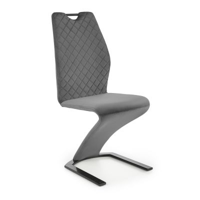 Scaun tapitat cu stofa si picioare metalice, Kai-442 Velvet Gri / Negru, l46xA61xH102 cm