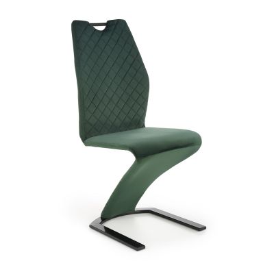 Scaun tapitat cu stofa si picioare metalice, Kai-442 Velvet Verde Inchis / Negru, l46xA61xH102 cm