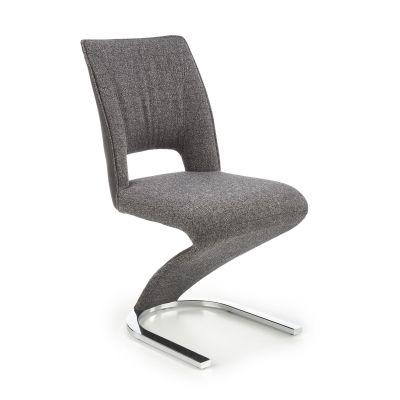 Scaun tapitat cu stofa si piele ecologica, cu picioare metalice, Kai-441 Gri / Negru, l50xA62xH92 cm
