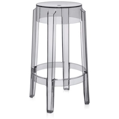 Set 2 scaune Kartell Charles Ghost 2005 design Philippe Starck h65cm gri transparent