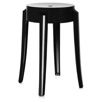 Set 2 scaune Kartell Charles Ghost design Philippe Starck h45cm negru lucios
