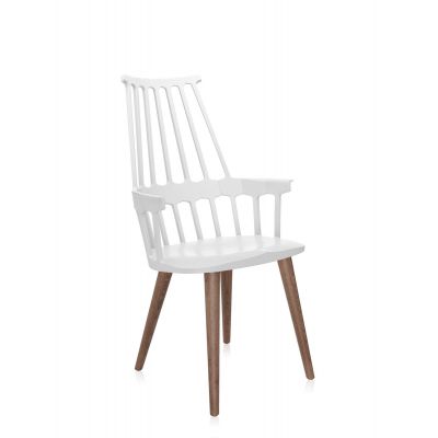 Set 2 scaune Kartell Comback design Patricia Urquiola alb - stejar