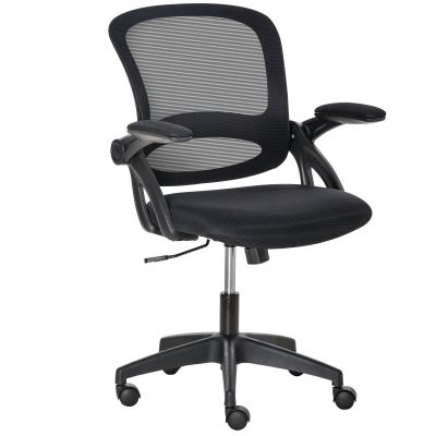 Scaun de Birou Ergonomic Spatar din Plasa si Sezut Capitonat, Inaltime Reglabila, 65.5x61.5x88-97.5cm, Negru Vinsetto | Aosom RO