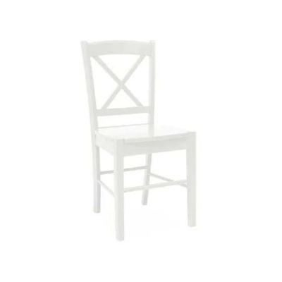 SCAUN  X DIN LEMN, CULOARE ALBA, SIMPLU, FARA TAPITERIE