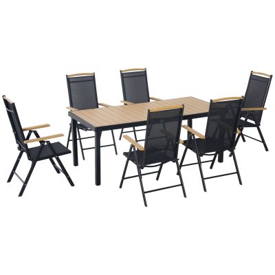 Set 7 Piese Mobilier de Gradina cu Masa Dreptunghiulara Outsunny, Negru | Aosom RO